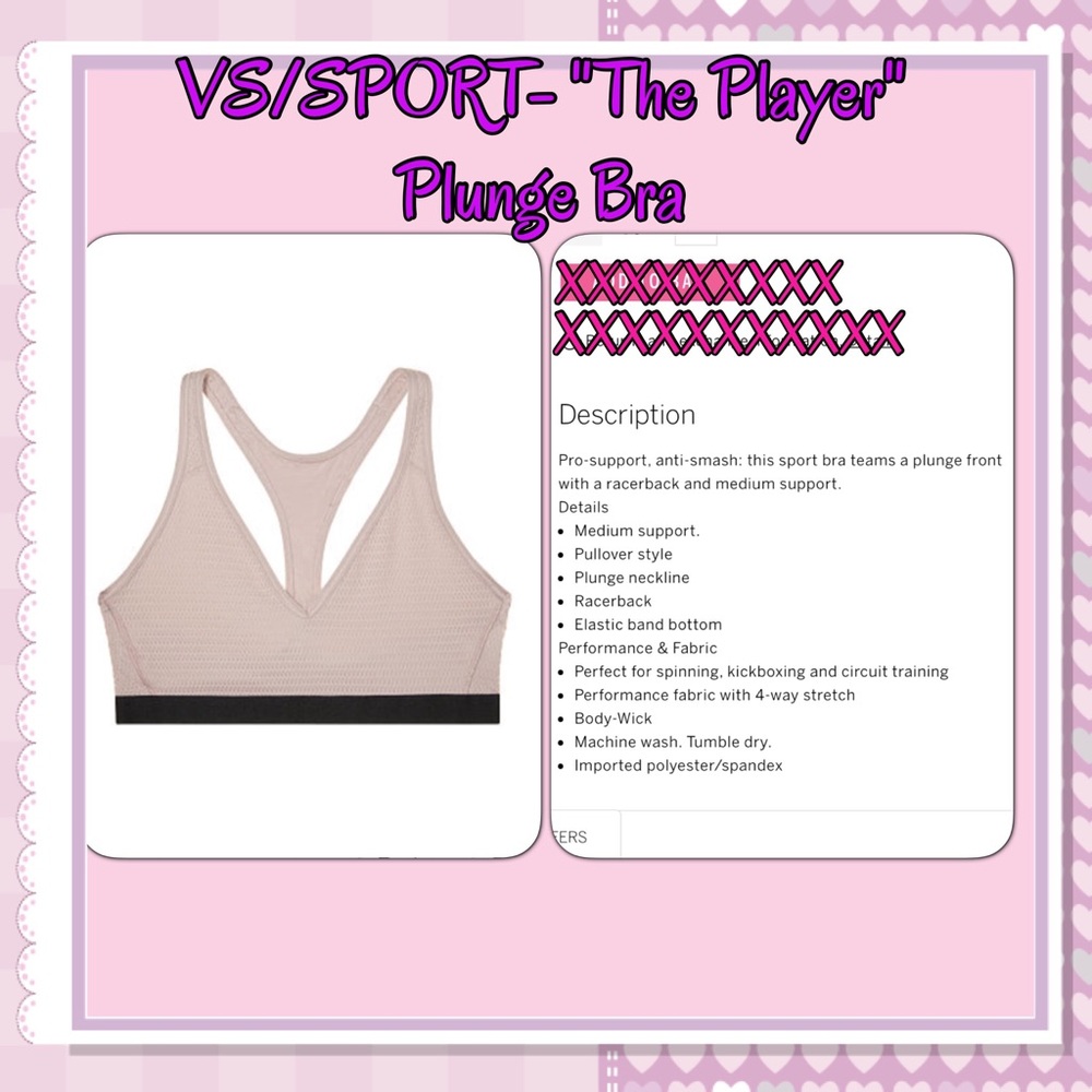 VS-Plunge Sport Bra, Dusty Plum, NEW - Picture 2 of 2